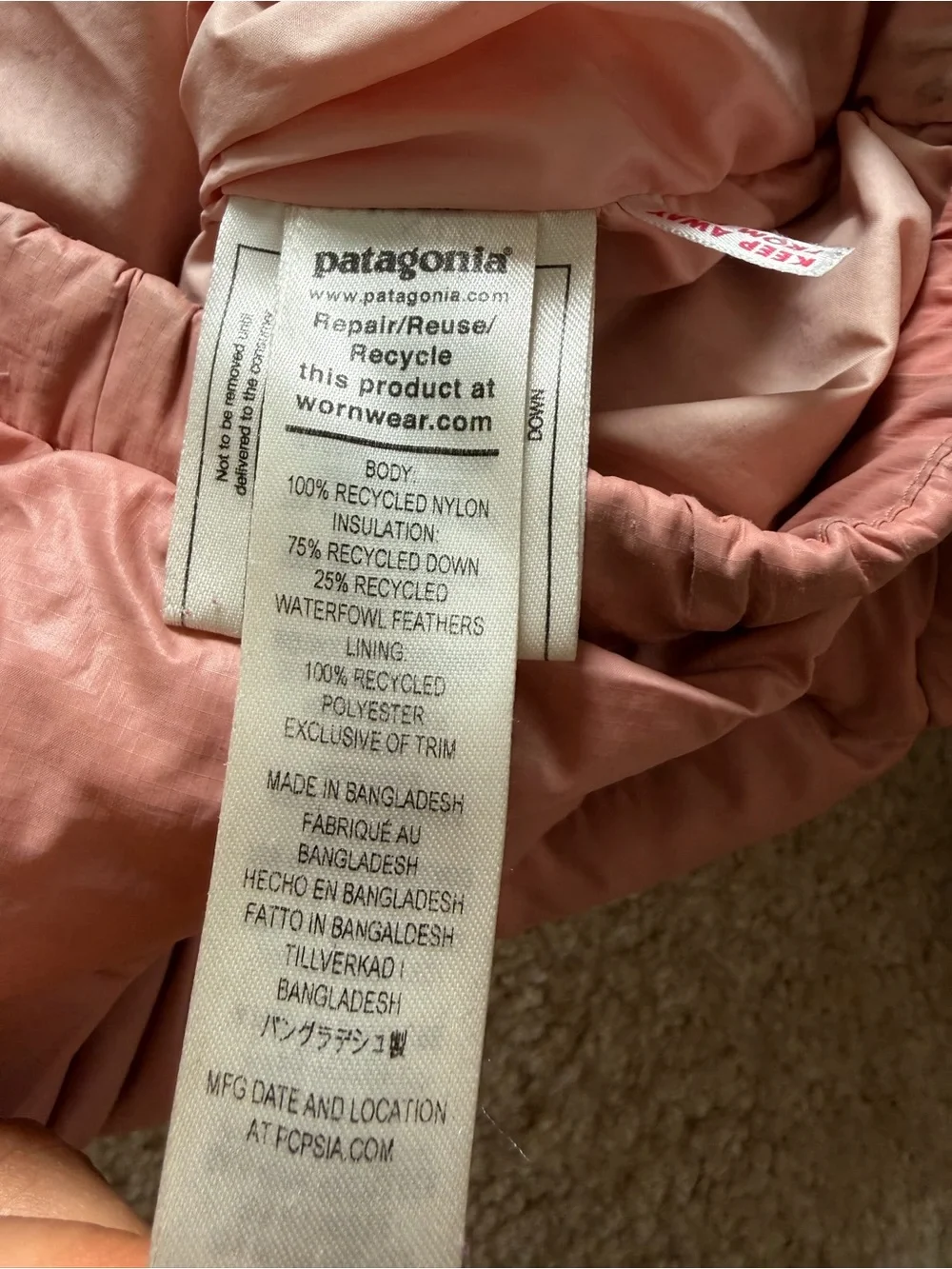 Patagonia Kids Hooded Puffer Jacket in Light Pink
